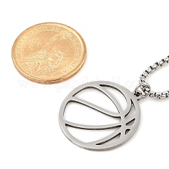 201 Stainless Steel Laser Cut Basketball Pendant Box Chain Necklaces for Women Men&nbsp;LS-NJEW-Q004-04P
