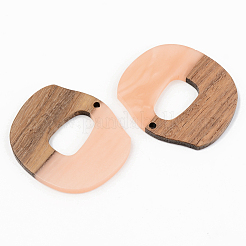Opaque Resin & Walnut Wood Pendants&nbsp;RESI-S389-045A-C02