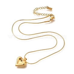 Ion Plating(IP) 304 Stainless Steel Heart Pendant Snake Chain Necklaces for Women&nbsp;NJEW-F328-13G