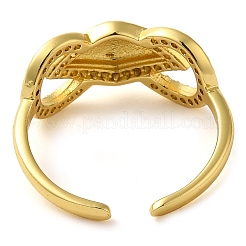 Bowknot Brass Micro Pave Clear Cubic Zirconia Open Cuff Rings for Women&nbsp;RJEW-Z070-06G
