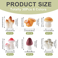 30Pcs 6 Colors Mushroom Themes Resin Display Decorations&nbsp;DJEW-TA0001-27