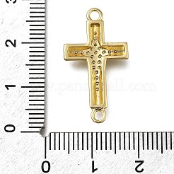 Brass Clear Cubic Zirconia Cross Connector Charms&nbsp;ZIRC-I070-010G