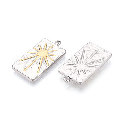 Textured 304 Stainless Steel Rectangle & Sun Charm&nbsp;STAS-T073-72GP