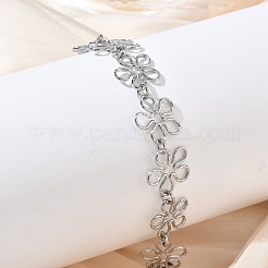 Hollow Hammered 304 Stainless Steel Link Chain Bracelets for Women&nbsp;BJEW-F539-01A-P