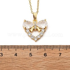 Brass Micro Pave Cubic Zirconia Heart Pendant Neckalces for Women&nbsp;NJEW-S448-12G