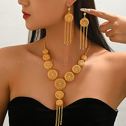 Vintage Alloy Filigree Round Tassel Earrings & Necklaces Sets for Women&nbsp;QM4813