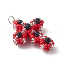 Glass Seed Beaded Cross Pendants&nbsp;PALLOY-MZ00642-02