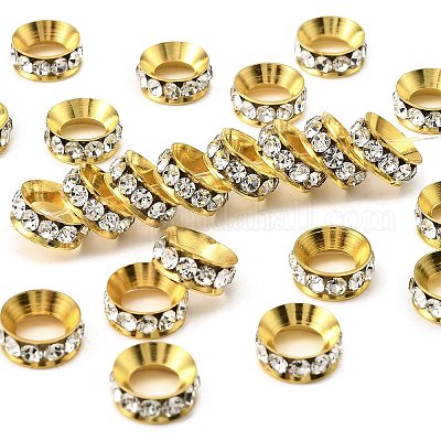 Brass Rhinestone Spacer Beads&nbsp;RSB094-1G-1