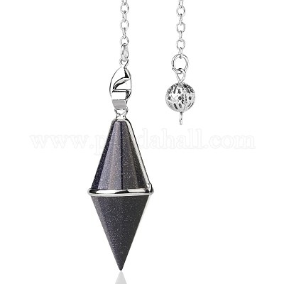 Synthetic Blue Goldstone Pointed Dowsing Pendulums&nbsp;PW-WGED13A-03-1
