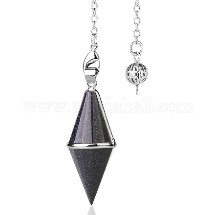 Synthetic Blue Goldstone Pointed Dowsing Pendulums PW-WGED13A-03-1
