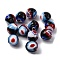 Handmade Millefiori Lampwork Beads, Round, Black, 8.5~9mm, Hole: 1.6mm