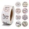 DIY Scrapbook, 1 Inch Thank You Stickers, Decorative Adhesive Tapes, Flat Round with Word Thank You, Colorful, 25mm, about 500pcs/roll