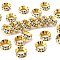Brass Rhinestone Spacer Beads, Cadmium Free & Lead Free, Rondelle, Golden, Crystal, 12x5mm, Hole: 6.5mm