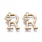 Brass Pendants, with Rhinestones, Cadmium Free & Nickel Free & Lead Free, Alphabet, Golden, Letter.R, 18x13x2.5mm, Hole: 1mm