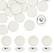 20Pcs Cloth with Aluminum Base Buttons, Flat Round, Floral White, 26x10.5mm, Hole: 3.3x2mm