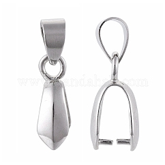 Brass Pinch Bails, Platinum, 15x8x4mm, Hole: 4x5mm, Inner Measure: 8x4mm, Pin: 1mm