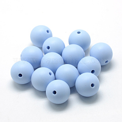Food Grade Eco-Friendly Silicone Beads, Round, Light Steel Blue, 14~15mm, Hole: 2mm