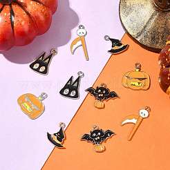 10Pcs 10 Styles Halloween Theme Alloy Enamel Pendants&nbsp;ENAM-FS0003-84