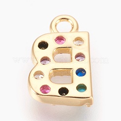 Brass Micro Pave Cubic Zirconia Charms&nbsp;LS-ZIRC-F089-01G-B