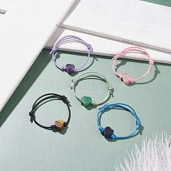 Natural Stone Heart Braided Cord Bracelet&nbsp;BJEW-JB07685
