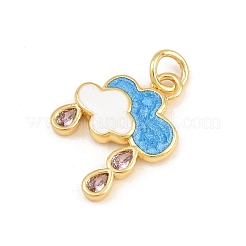 Brass Micro Pave Misty Rose Cubic Zirconia Pendants&nbsp;KK-CBADB87-10G