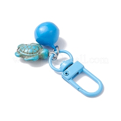 5Pcs Turtle Synthetic Turquoise & Iron Bell Pendant Decorations&nbsp;HJEW-JM04261