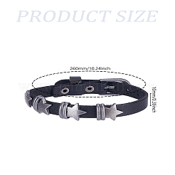 1Pc Retro Punk Hip-Hop Pentagram Leather Bracelet&nbsp;BJEW-LP0002-55
