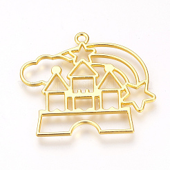 Alloy Open Back Bezel Pendants&nbsp;LS-PALLOY-R098-10G
