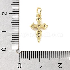 Cross Rack Plating Brass Clear Cubic Zirconia Pendants&nbsp;KK-M293-18G