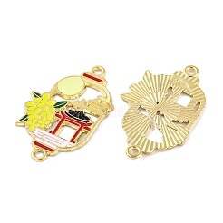 Rack Plating Alloy Enamel Oval Connector Charms&nbsp;FIND-M020-07G-01