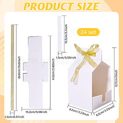 Square Blank Paper Gift Storage Boxes with Ribbon&nbsp;CON-WH0089-115