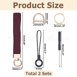 2 Sets Zinc Alloy Nylon Rubber Keychains&nbsp;KEYC-HS0001-12A