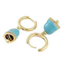 Bell Brass & Enamel Hoop Earrings for Women&nbsp;EJEW-U015-25G-B