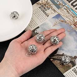 Brass Rhinestone Hollow Round with Heart Cage Pendants&nbsp;KK-E662-13P-NR