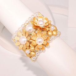 Flower Alloy & ABS Plastic Pearl Bangles for Women&nbsp;FS-WG764D9-01