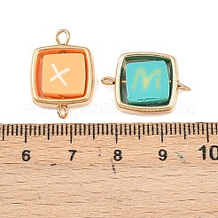 CCB Plastic Frame with Polymer Clay Letter Beads Square Links Connector Charms&nbsp;KK-D103-07G