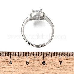 Brass Micro Pave Clear Cubic Zirconia Cuff Open Rings&nbsp;CU-CBA5C10-12P