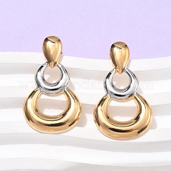 304 Stainless Steel Two Tone Gourd Dangle Stud Earrings&nbsp;EJEW-C142-15PG