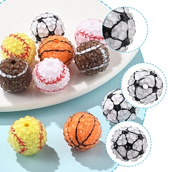 10Pcs 5 Colors Sport Theme Opaque Acrylic Resin Beads&nbsp;MACR-FS0002-05