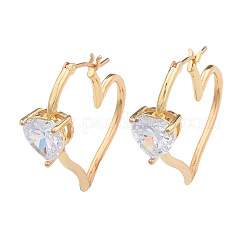 Cubic Zirconia Heart Hoop Earrings&nbsp;EJEW-N011-76