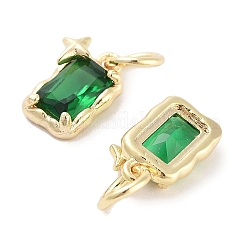 Brass Micro Pave Cubic Zirconia Charms&nbsp;KK-C051-10G-02