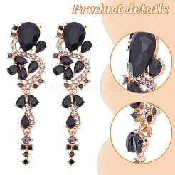 4 Pairs 4 Colors Rhinestone Teardrop Flower Dangle Stud Earrings&nbsp;EJEW-AN0004-16