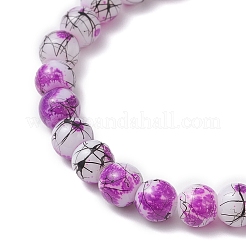 Drawbench & Baking Paint Round Glass Stretch Bracelets&nbsp;BJEW-JB12614