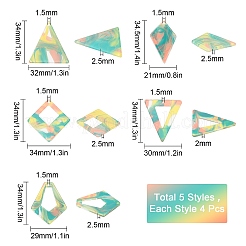 20Pcs 5 Style Acrylic Pendants&nbsp;MACR-SC0001-07