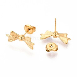 Bowknot 304 Stainless Steel Stud Earrings&nbsp;EJEW-T047-12G