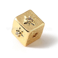 Brass Micro Pave Cubic Zirconia Beads&nbsp;KK-D262-06G-03