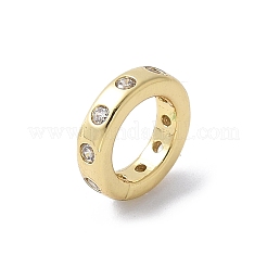 Brass Micro Pave Cubic Zirconia European Beads&nbsp;KK-K399-14G-01