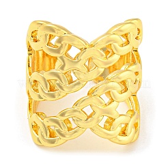 Rack Plating Brass Curb Chains Open Cuff Rings&nbsp;RJEW-Q784-09G