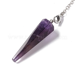 Natural Amethyst Hexagonal Pointed Cone Dowsing Pendulum Pendants&nbsp;G-G983-05P-01