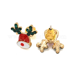 Christmas Alloy Emerald Rhinestone Stud Earrings for Women&nbsp;LS-EJEW-M256-01C-G